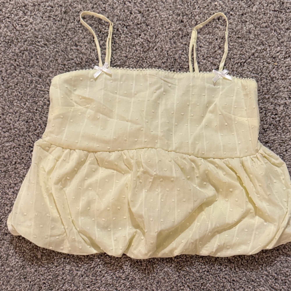 Light Yellow Dot Swiss Babydoll Cami Top